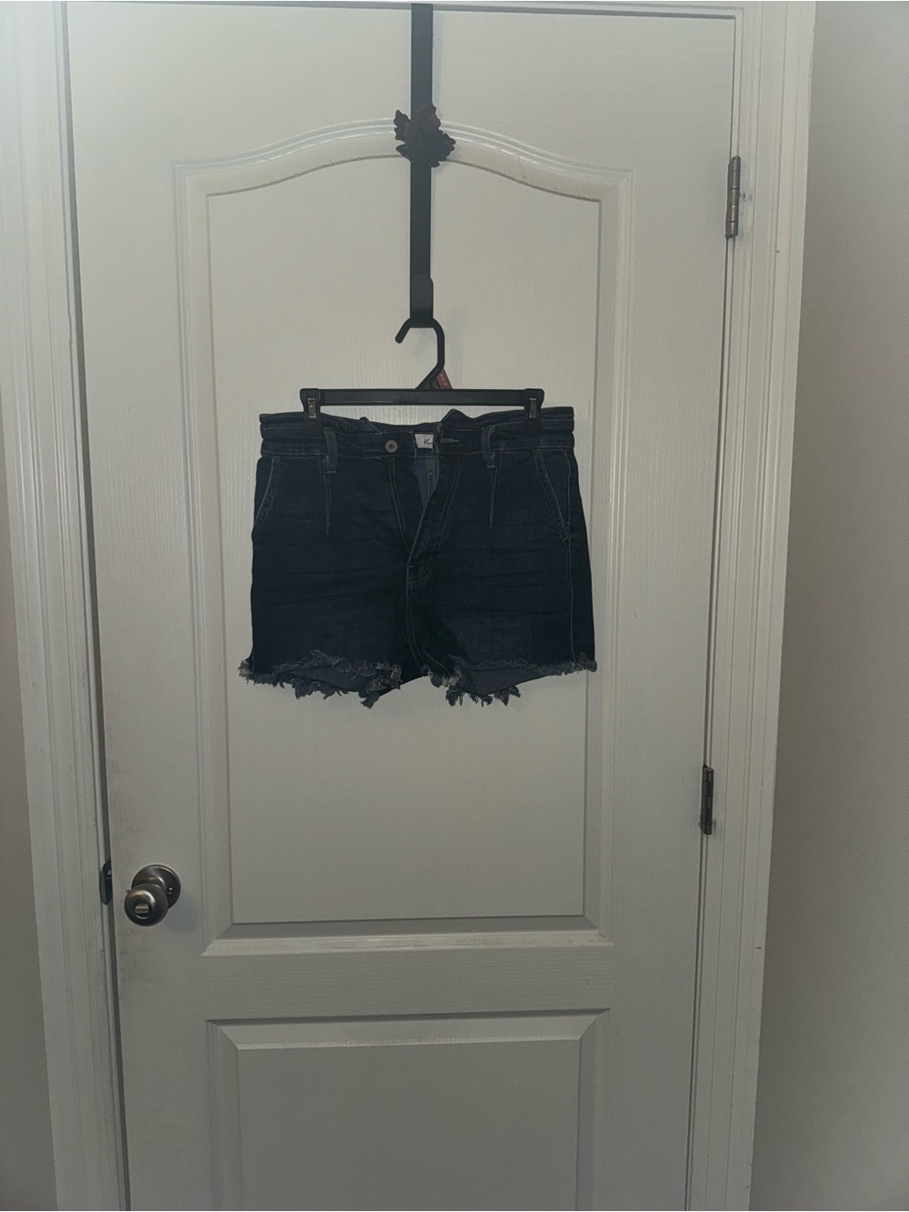 KanCan Dark Blue Distressed High-Rise Denim Shorts